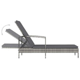 vidaXL Ligbed met kussen poly rattan bruin