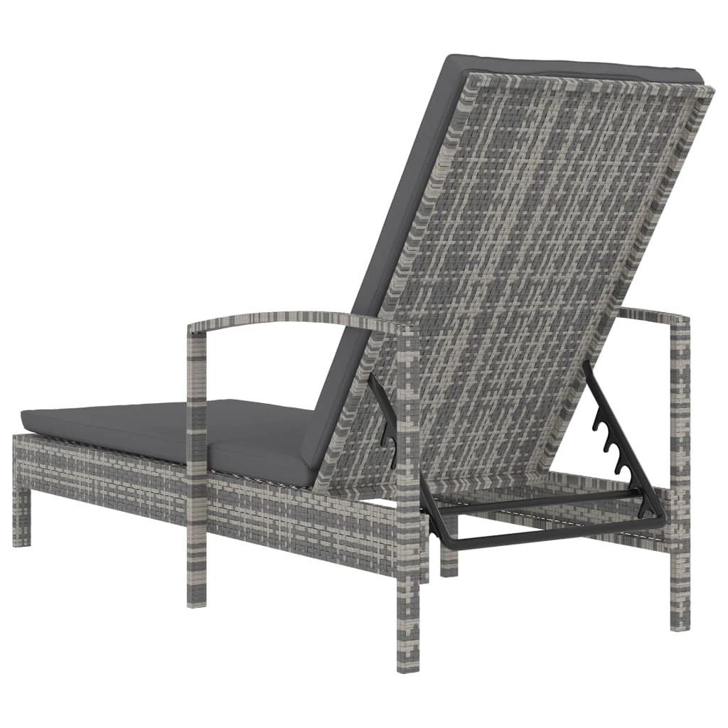 vidaXL Ligbed met kussen poly rattan bruin