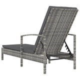 vidaXL Ligbed met kussen poly rattan bruin