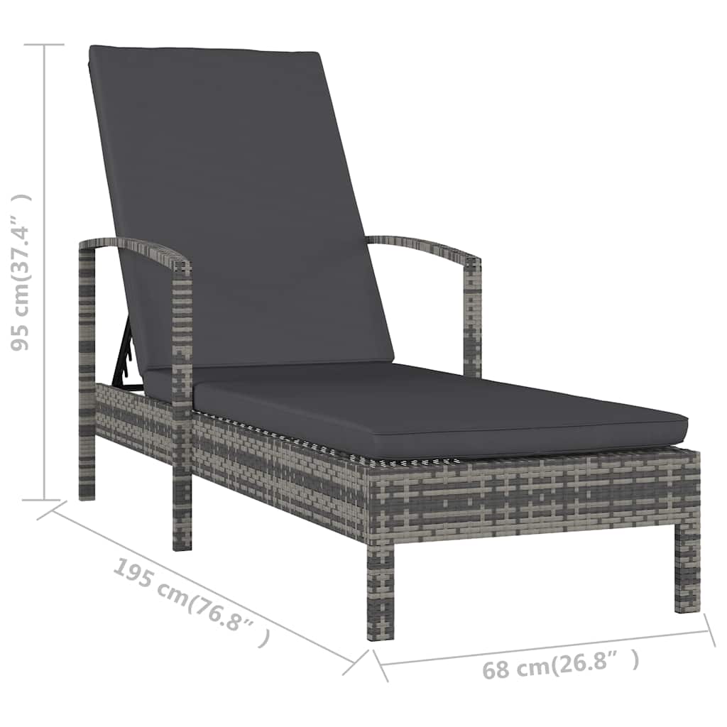 vidaXL Ligbed met kussen poly rattan bruin