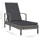 vidaXL Ligbed met kussen poly rattan bruin