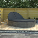 vidaXL Lounge Bed with Cushion Poly Rattan Brown
