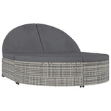 vidaXL Lounge Bed with Cushion Poly Rattan Brown