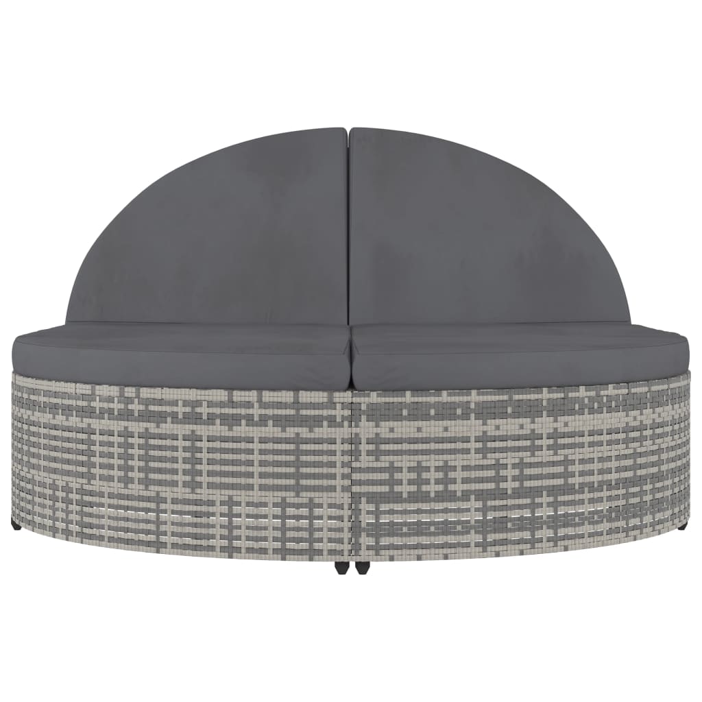 vidaXL Lounge Bed with Cushion Poly Rattan Brown