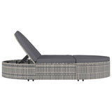 vidaXL Lounge Bed with Cushion Poly Rattan Brown