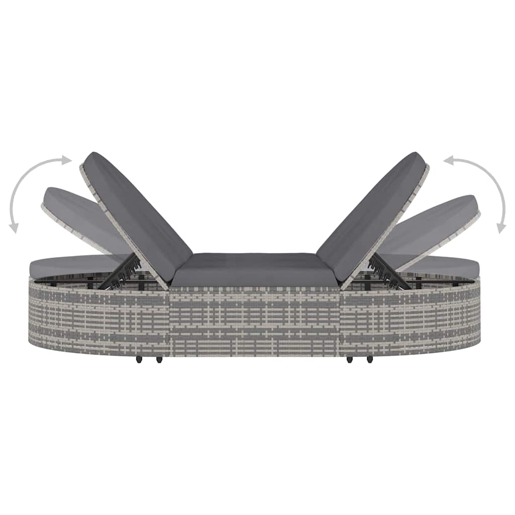 vidaXL Lounge Bed with Cushion Poly Rattan Brown