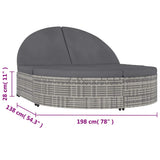 vidaXL Lounge Bed with Cushion Poly Rattan Brown