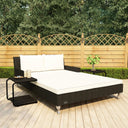 vidaXL Sun Lounger with Cushions 2-Person Poly Rattan Black