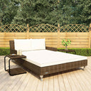 vidaXL Sun Lounger with Cushions 2-Person Poly Rattan Black