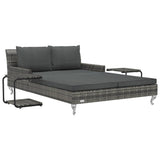 vidaXL Sun Lounger with Cushions 2-Person Poly Rattan Black