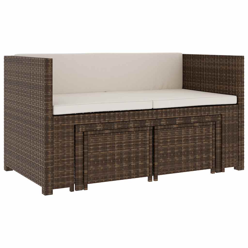 vidaXL 5-delige Loungeset met kussens poly rattan zwart