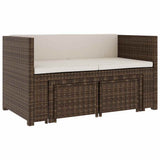 vidaXL 5-delige Loungeset met kussens poly rattan zwart