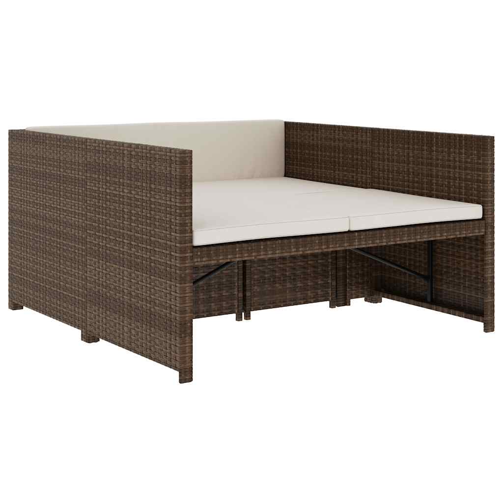 vidaXL 5-delige Loungeset met kussens poly rattan zwart