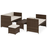 vidaXL 5-delige Loungeset met kussens poly rattan zwart