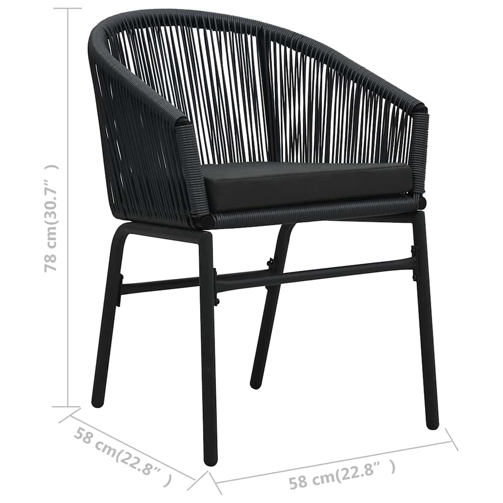 vidaXL 3-delige Bistroset met kussens PE-rattan zwart