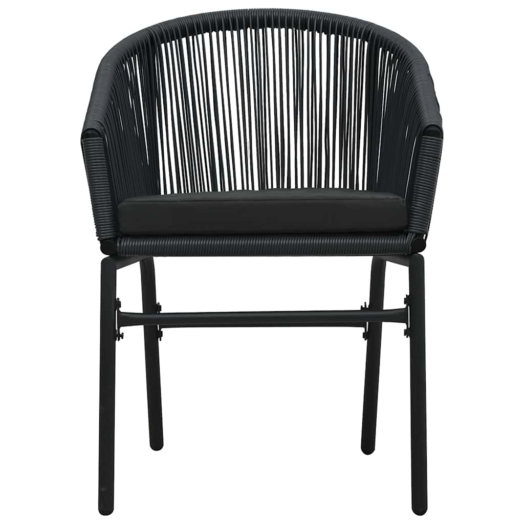 vidaXL 3-delige Bistroset met kussens PE-rattan zwart