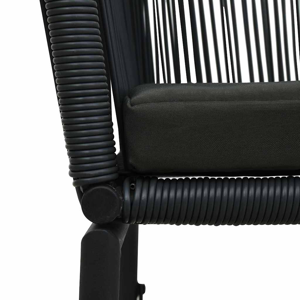 vidaXL 3-delige Bistroset met kussens PE-rattan zwart