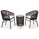 vidaXL 3-delige Bistroset met kussens PE-rattan zwart