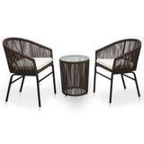 vidaXL 3-delige Bistroset met kussens PE-rattan zwart