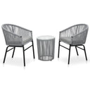 vidaXL 3-delige Bistroset met kussens PE-rattan zwart