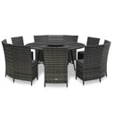 vidaXL 7-Piece Garden Dining Set with Cushions Poly Rattan Grey