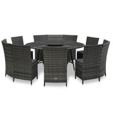 vidaXL 7-Piece Garden Dining Set with Cushions Poly Rattan Grey