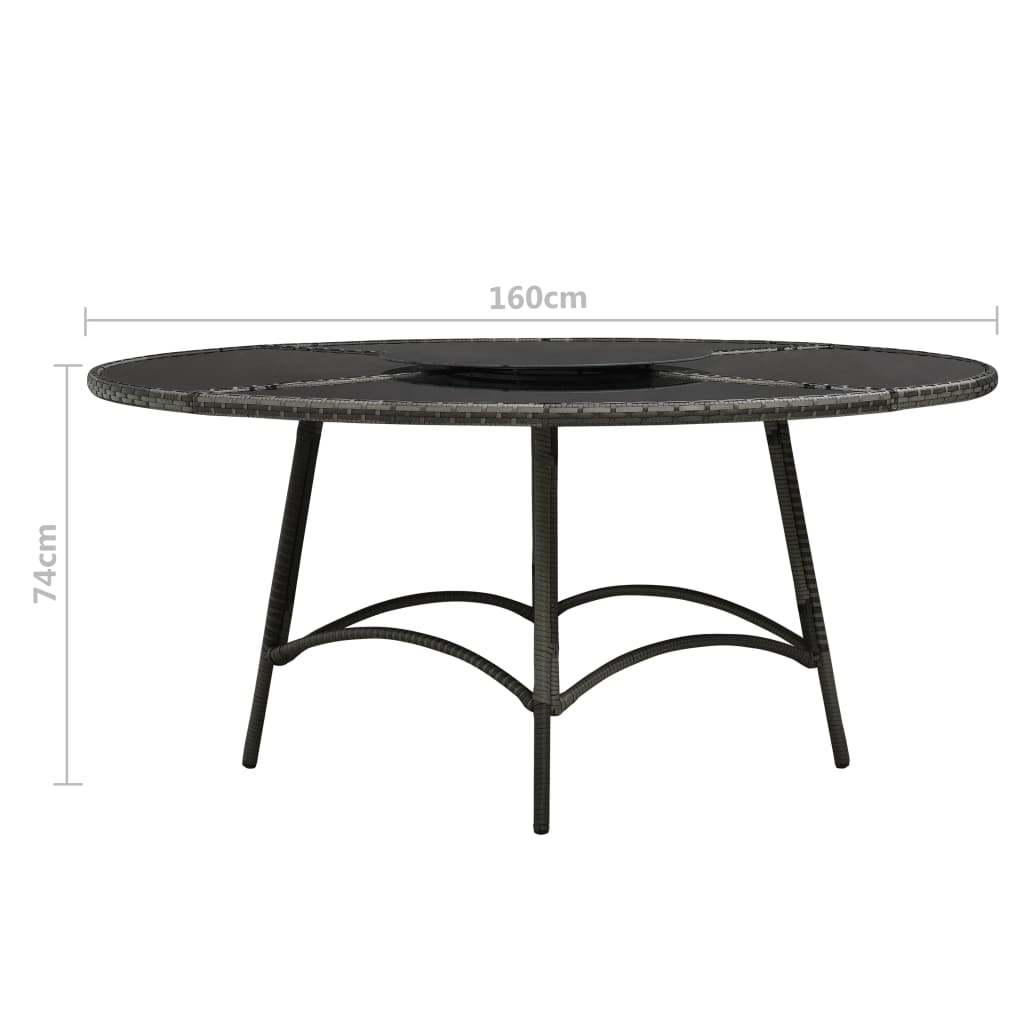 vidaXL 7-Piece Garden Dining Set with Cushions Poly Rattan Grey