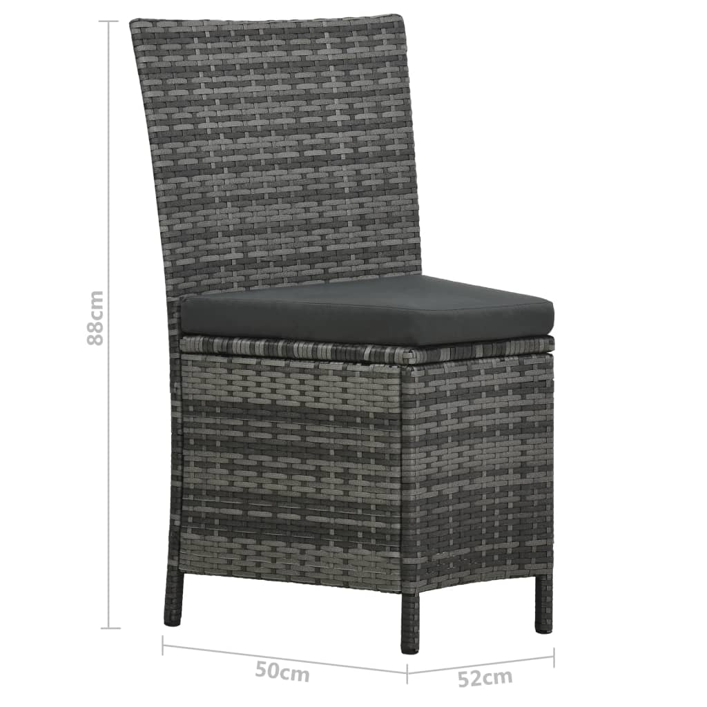 vidaXL 7-Piece Garden Dining Set with Cushions Poly Rattan Grey