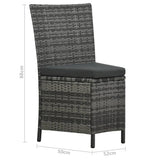 vidaXL 7-Piece Garden Dining Set with Cushions Poly Rattan Grey