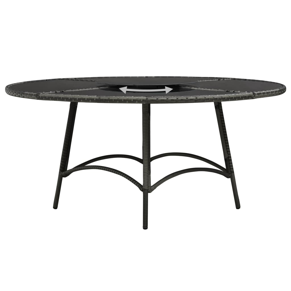 vidaXL 7-Piece Garden Dining Set with Cushions Poly Rattan Grey