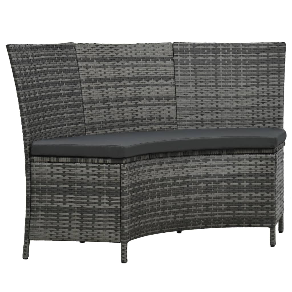 vidaXL 7-Piece Garden Dining Set with Cushions Poly Rattan Grey