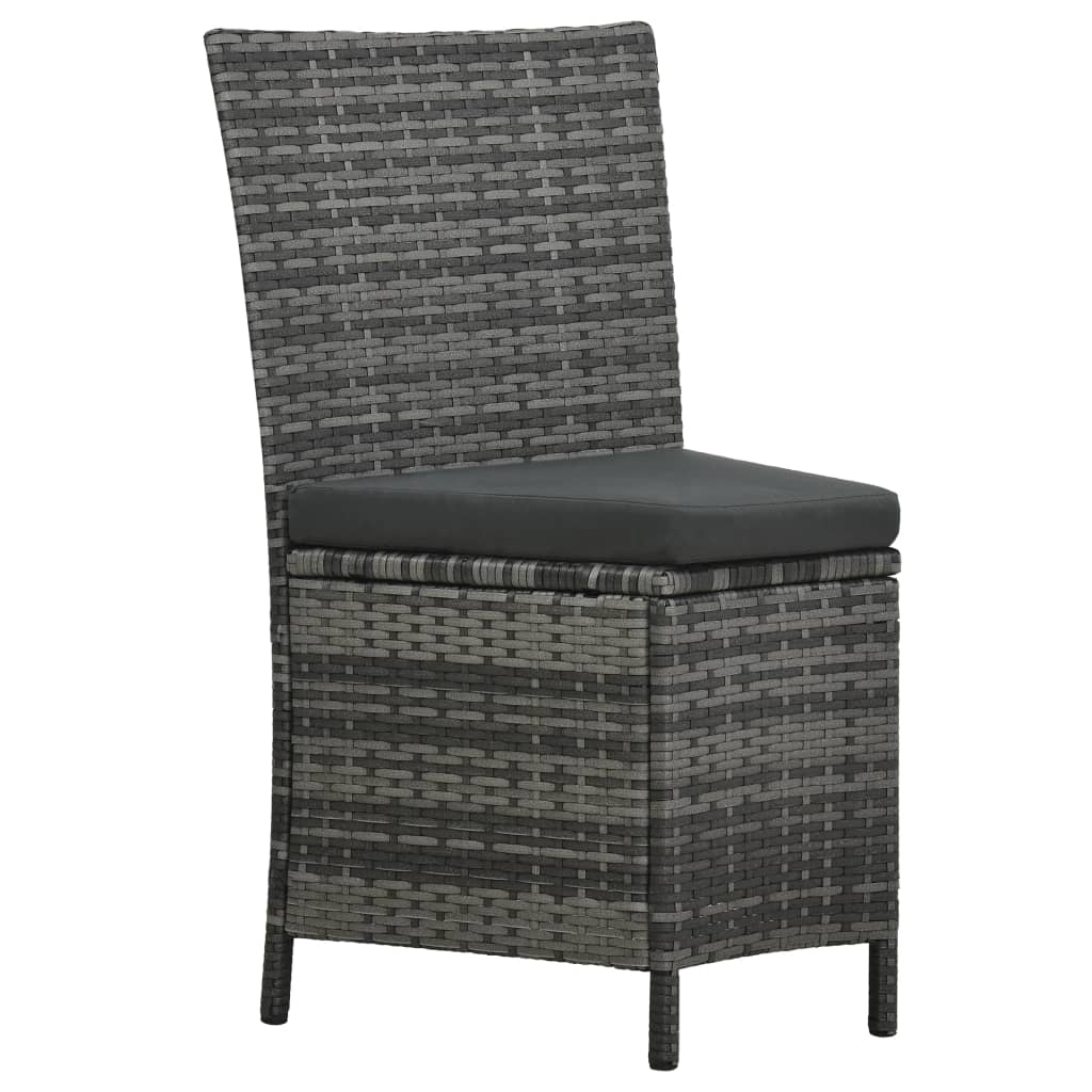 vidaXL 7-Piece Garden Dining Set with Cushions Poly Rattan Grey