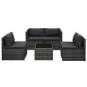vidaXL 5-delige Loungeset met kussens poly rattan bruin