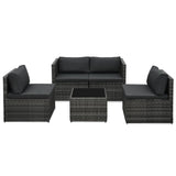 vidaXL 5-delige Loungeset met kussens poly rattan bruin