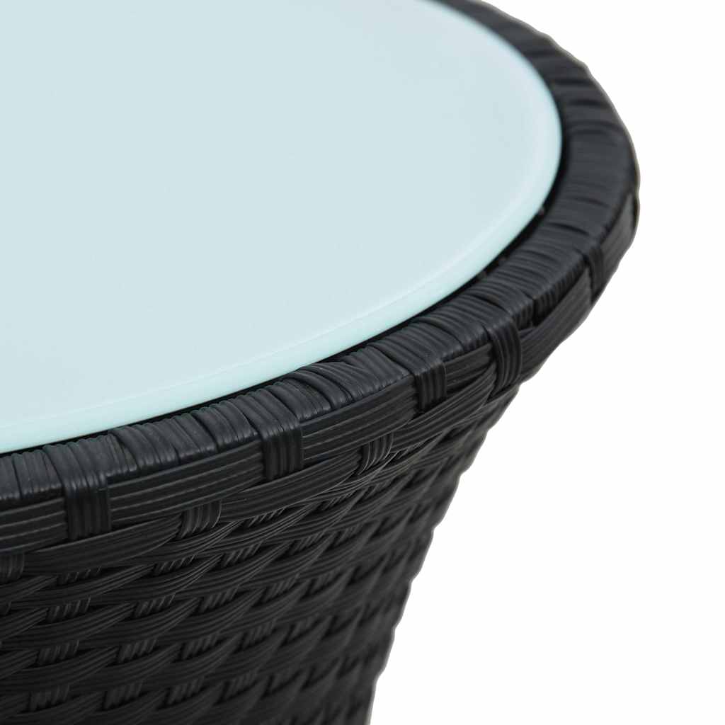 vidaXL Tuinbijzettafel trommelvormig poly rattan zwart