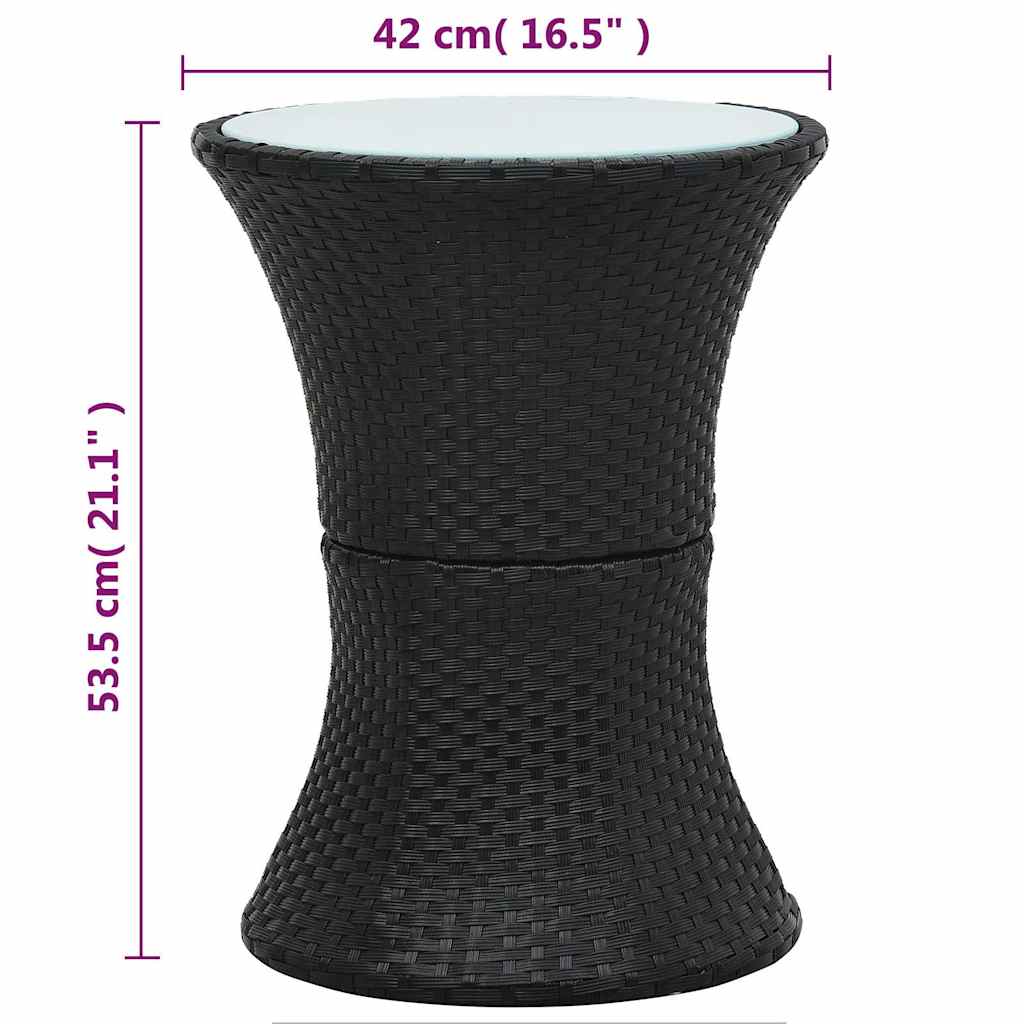 vidaXL Tuinbijzettafel trommelvormig poly rattan zwart