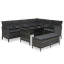vidaXL 3-delige Loungeset met kussens poly rattan bruin