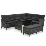 vidaXL 3-delige Loungeset met kussens poly rattan bruin