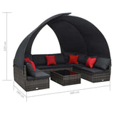 vidaXL 9-delige Loungeset met luifels poly rattan bruin