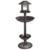 vidaXL Vogelbad/voederhuisje met solarverlichting