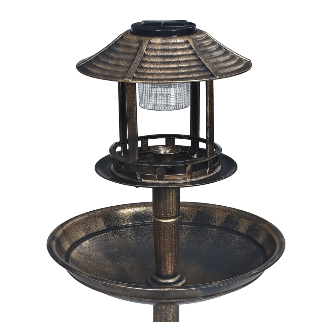 vidaXL Vogelbad/voederhuisje met solarverlichting