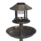 vidaXL Vogelbad/voederhuisje met solarverlichting