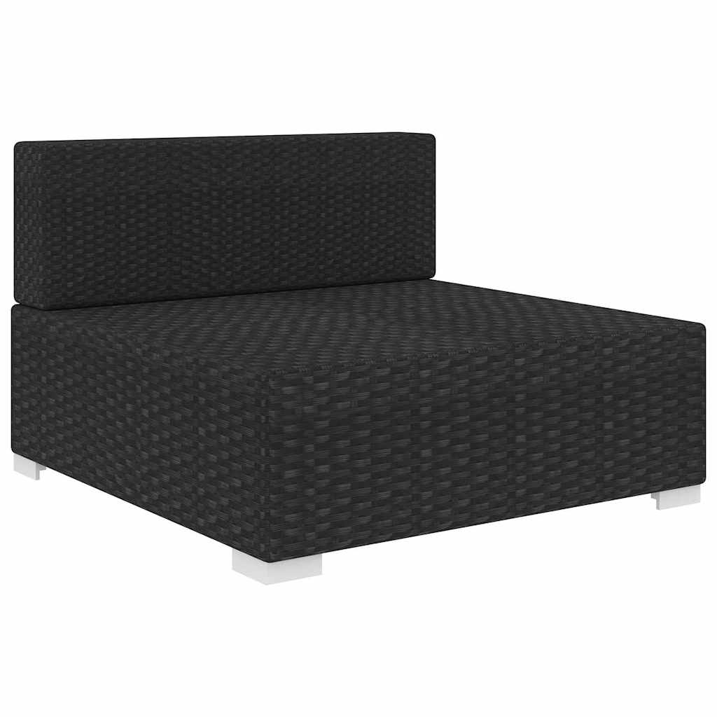 vidaXL Tuinstoel met kussens middensectie poly rattan zwart