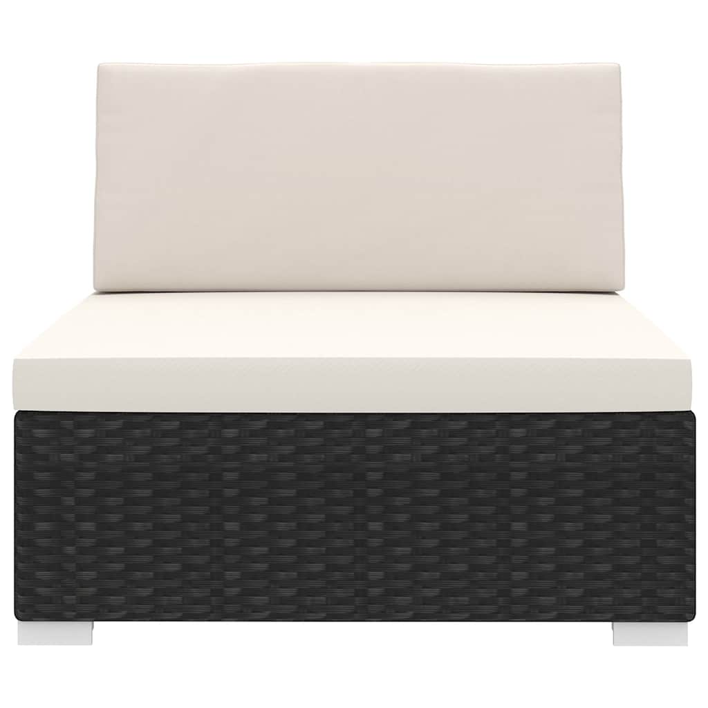vidaXL Tuinstoel met kussens middensectie poly rattan zwart