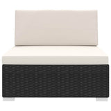 vidaXL Tuinstoel met kussens middensectie poly rattan zwart