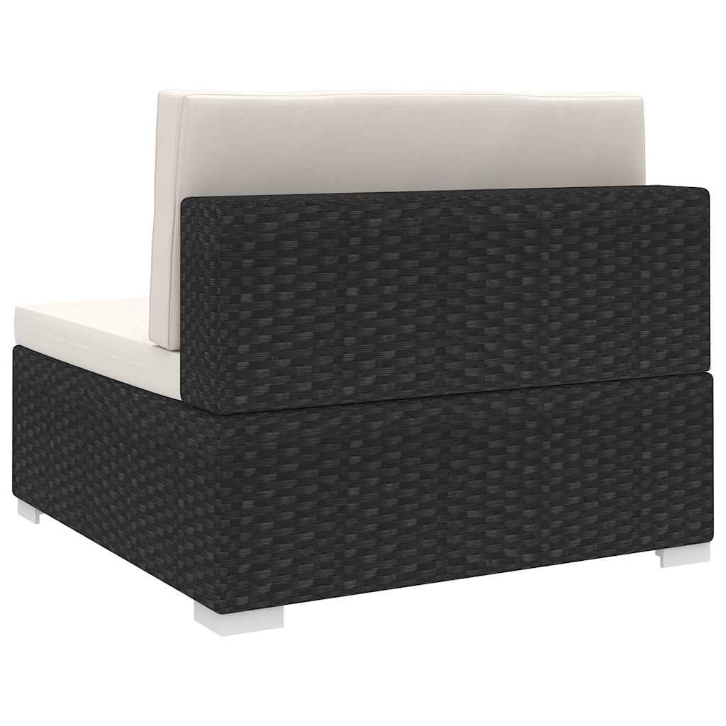 vidaXL Tuinstoel met kussens middensectie poly rattan zwart