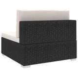 vidaXL Tuinstoel met kussens middensectie poly rattan zwart