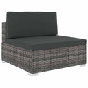 vidaXL Tuinstoel met kussens middensectie poly rattan zwart