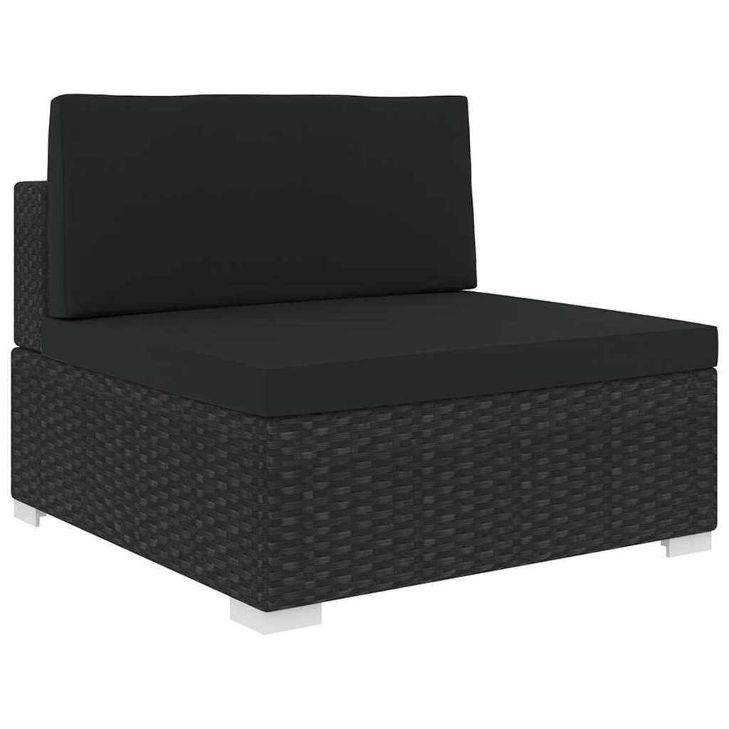 vidaXL Tuinstoel met kussens middensectie poly rattan zwart