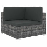 vidaXL Tuinstoel met kussens hoeksectie poly rattan grijs